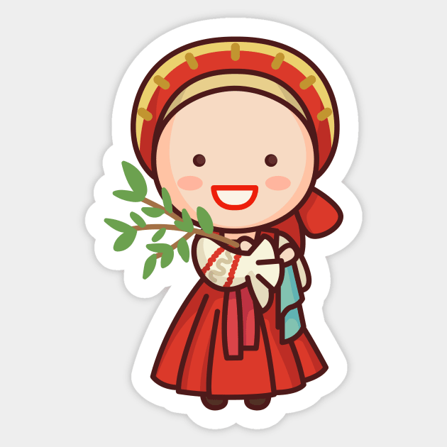 Cute Traditional Russian Village Girl Cartoon Sticker by SLAG_Creative